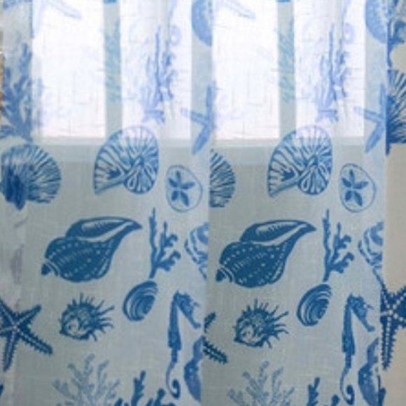 Voila Seaside Spirit Blue Sheer Voile Curtains - Picture 1 of 12
